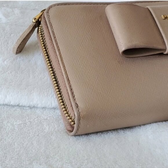 PRADA NUDE BOW ZIPPY Wallet cardholder - Picture 9 of 16